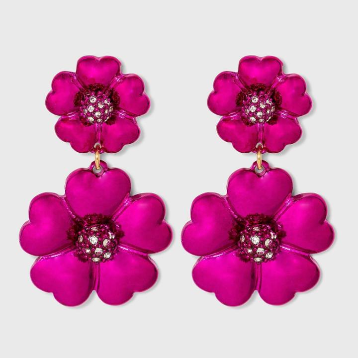 Sugarfix By Baublebar Stacked Flower Drop Earrings - Pink