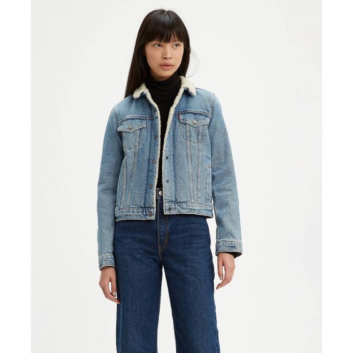 Levi's Women's Original Sherpa Long Sleeve Trucker Jacket - Divided Blue -