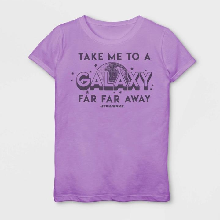 Girls' Star Wars New Galaxy Short Sleeve T-shirt - Purple