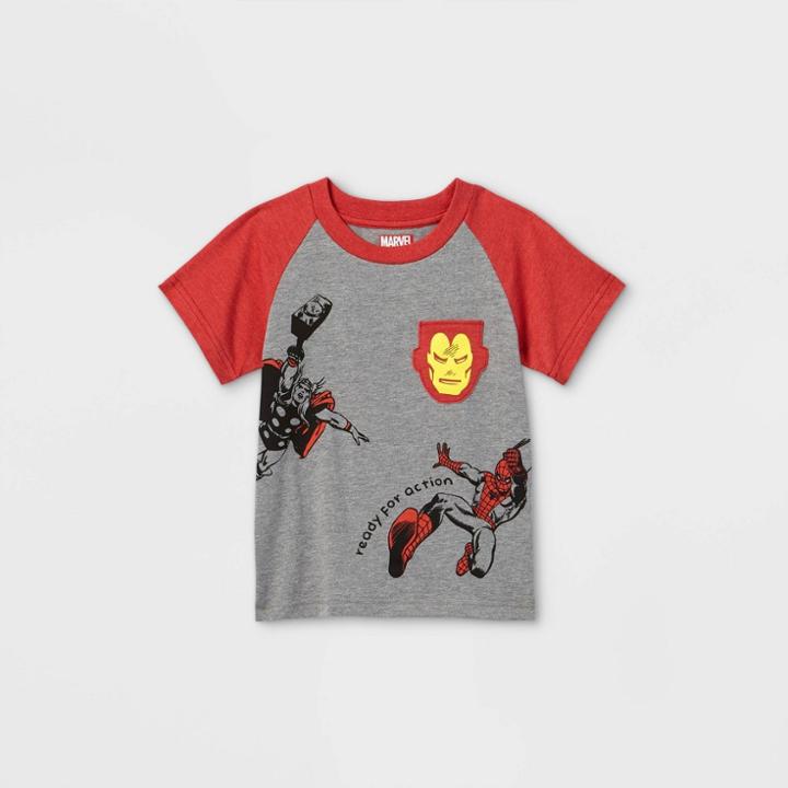 Toddler Boys' Marvel Superheroes Pocket Short Sleeve T-shirt - Cream