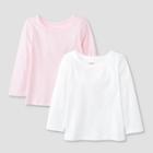 Toddler 2pk Adaptive Long Sleeve T-shirt - Cat & Jack White/light Pink