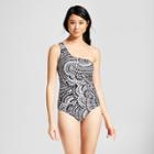Clean Water Women's One Shoulder One Piece Swimsuit - Black/white