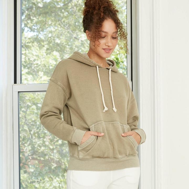 Women's Hooded Fleece Sweatshirt - Universal Thread Green