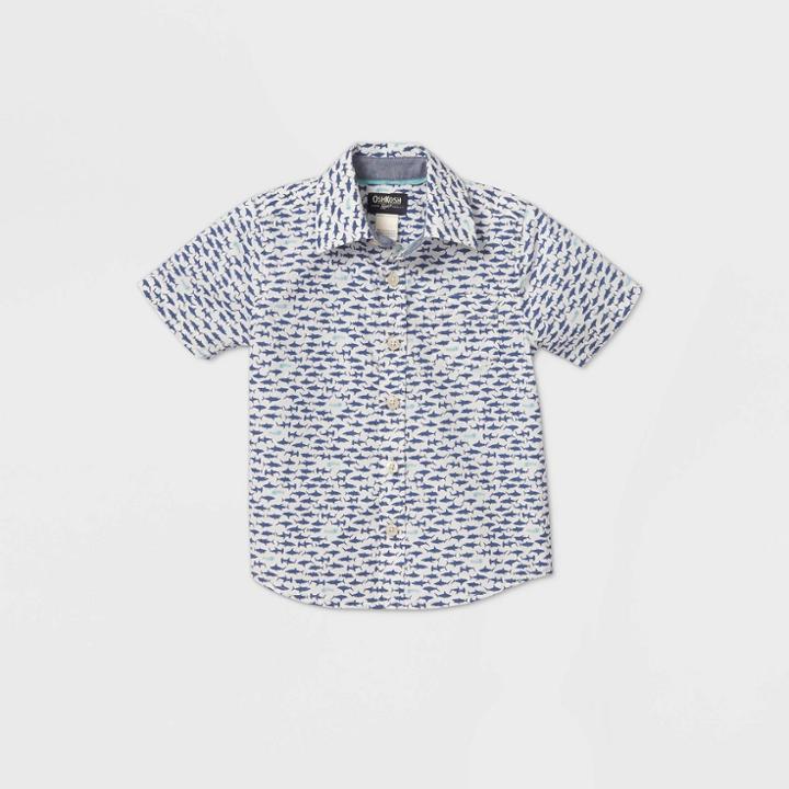 Petiteoshkosh B'gosh Toddler Boys' Short Sleeve Woven Button-down Shirt - Blue