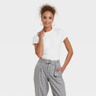Women's Short Sleeve Ribbed T-shirt - A New Day White