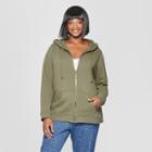 Women's Plus Size Long Sleeve Zip-up Hoodie Sweatshirt - Universal Thread Olive (green)