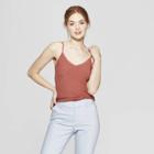 Women's Any Day Ribbed Lace Cami - A New Day Dark Red