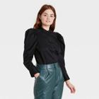 Women's Puff Long Sleeve Button-down Blouse - Prologue Black