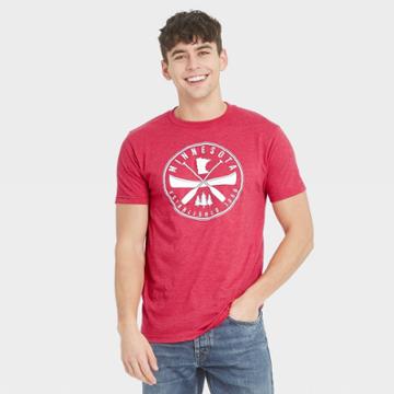 Men's Short Sleeve Minnesota Canoe Graphic T-shirt - Awake Red