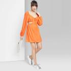 Women's Long Sleeve Cut Out Fit & Flare Dress - Wild Fable Orange