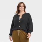 Women's Plus Size Button-front Cardigan - Universal Thread Charcoal Gray