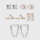 Sterling Silver Two Tone Rose Gold With Cubic Zirconia And Pink Pearl Earring Set - A New Day