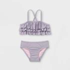 Toddler Girls' 2pc Ruffle Bikini Set - Cat & Jack Purple