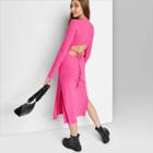 Women's Long Sleeve Open Back Knit Dress - Wild Fable Pink