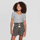 Petitegirls' Short Sleeve Button Front Top - Art Class White S, Girl's,
