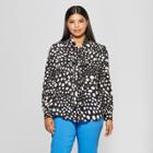 Women's Plus Size Polka Dot Long Sleeve Exaggerated Tie Neck Blouse - Who What Wear Black/white 4x, Black/white Polka Dot