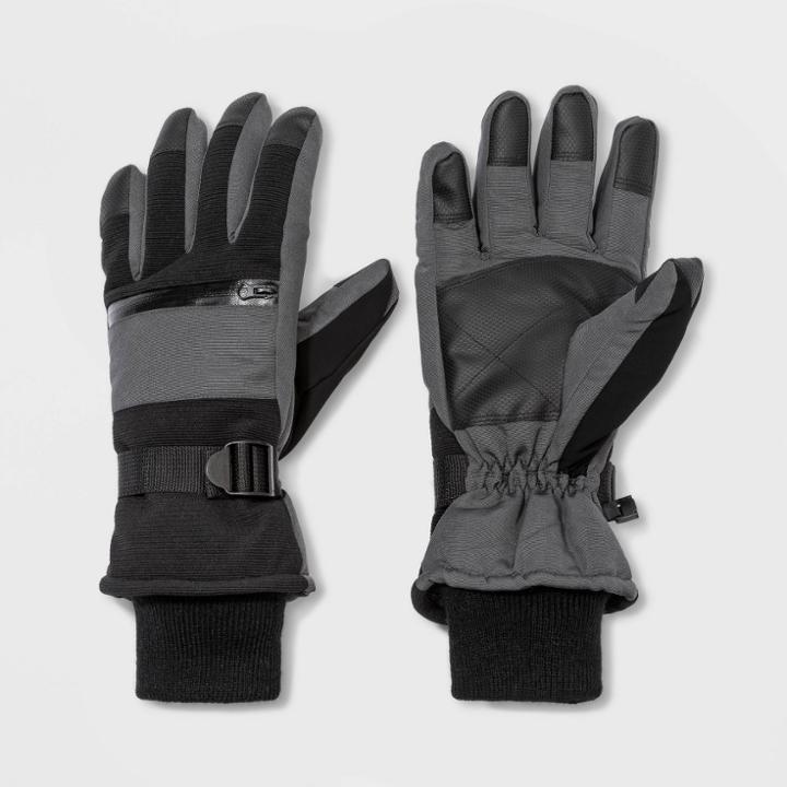 Men's Zipper Ski Gloves - Goodfellow & Co Gray