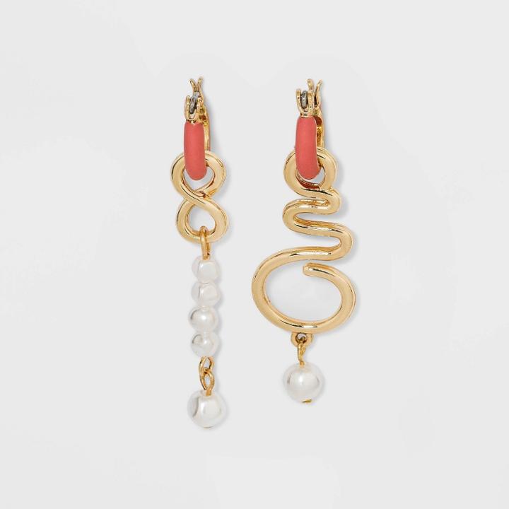 Huggie Hoop Earrings - A New Day Rust, Red
