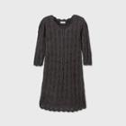 Girls' 3/4 Sleeve Shine Crochet Sweater Dress - Cat & Jack Black