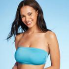 Women's Sustainably Made Ribbed Bandeau Bikini Top - Xhilaration Blue D/dd Cup, Women's