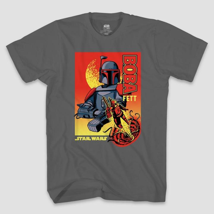 Men's Star Wars Boba Fett Short Sleeve Graphic T-shirt - Charcoal Gray