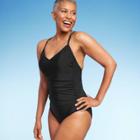 Women's Upf 50 Ring Back One Piece Swimsuit - Aqua Green Black