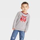 Toddler Boys' Valentine's Day Tiger French Terry Crewneck Shirt - Cat & Jack Gray