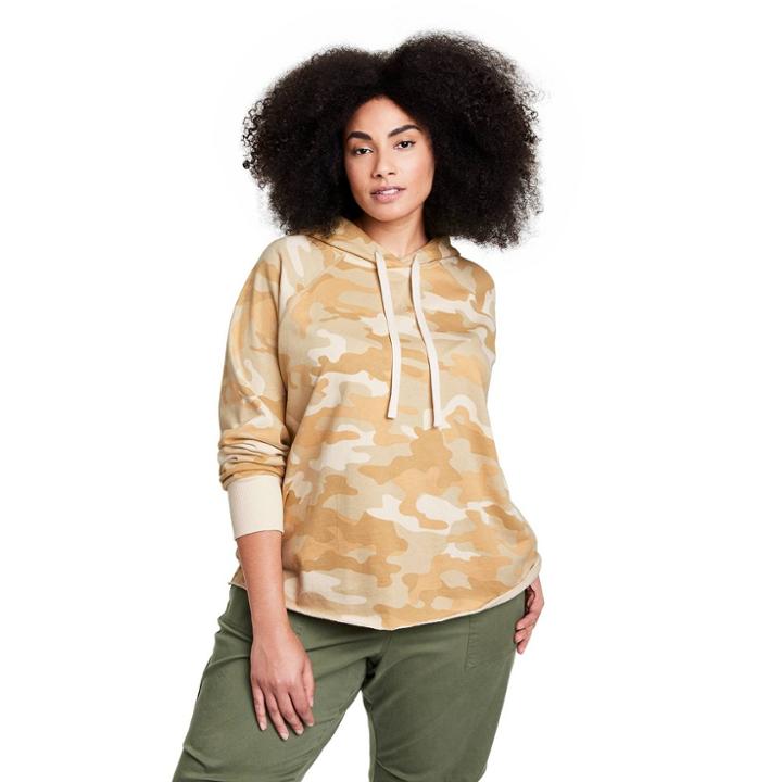 Women's Plus Size Camo Print Hooded Sweatshirt - Nili Lotan X Target Khaki