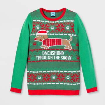 30 Watt Adult Dachshund Through The Snow Ugly Sweater - Norther Pole Green L, Adult Unisex,