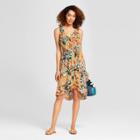 Women's Floral Print Sleeveless Wrap Dress - A New Day Tan