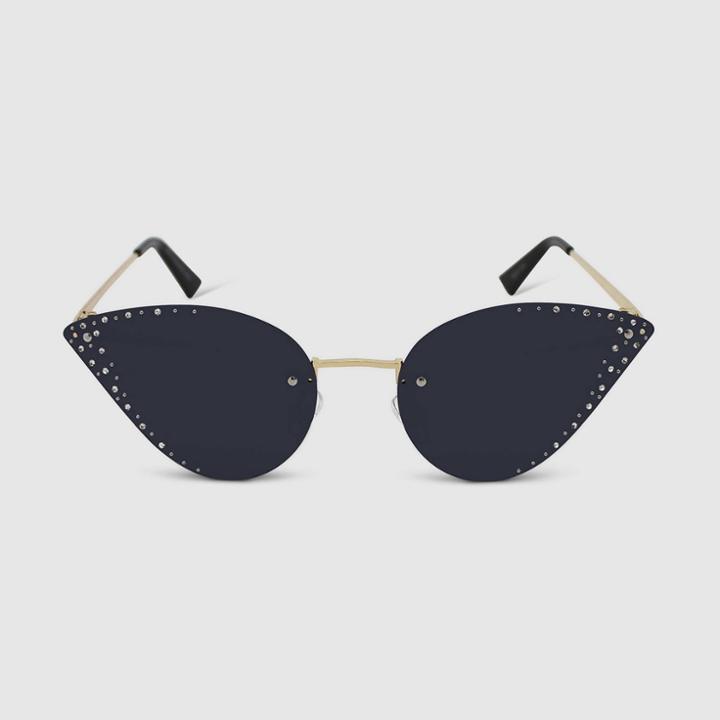 Women's Rhinestone Rimless Cateye Sunglasses - Wild Fable Gold