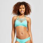 Women's Tie Front Bralette Bikini Top - Mossimo Aqua (blue)