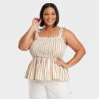 Women's Plus Size Smocked Peplum Tank Top - Ava & Viv Gold