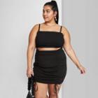 Women's Plus Size Sleeveless Cut Out Ruched Front Bodycon Dress - Wild Fable Black