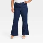 Women's Plus Size High-rise Flare Jeans - Ava & Viv Dark Wash