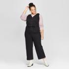 Women's Plus Size Button Front Jumpsuit With Belt - Universal Thread Black