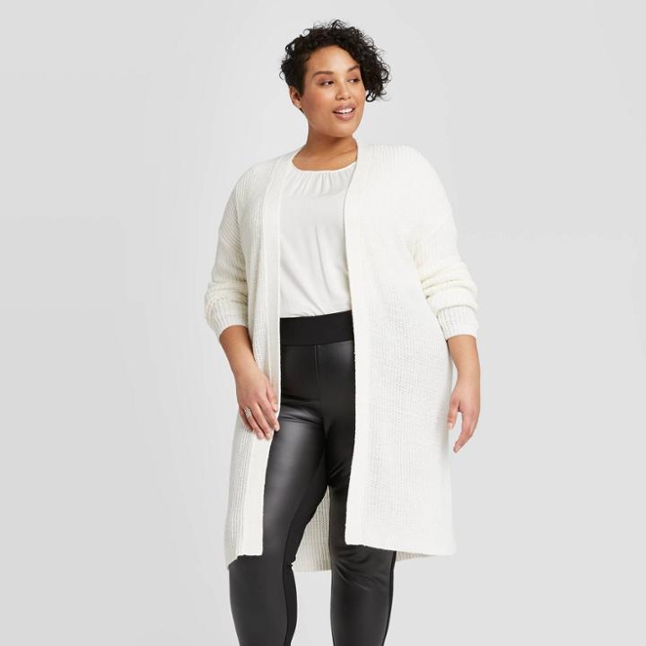 Ava & Viv Women's Plus Size Long Sleeve Open Layering Lightweight Cardigan - Ava &viv Cream X, Women's, Ivory