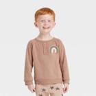 Grayson Collective Toddler Henley Fleece Crewneck Sweatshirt - Brown