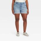 Women's Plus Size Jean Turn Back Fray Hem Jean Shorts - Ava & Viv Light Wash 14w,