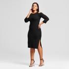 Women's Plus Size Cold Shoulder Ribbed Sweater Dress - Mossimo Black