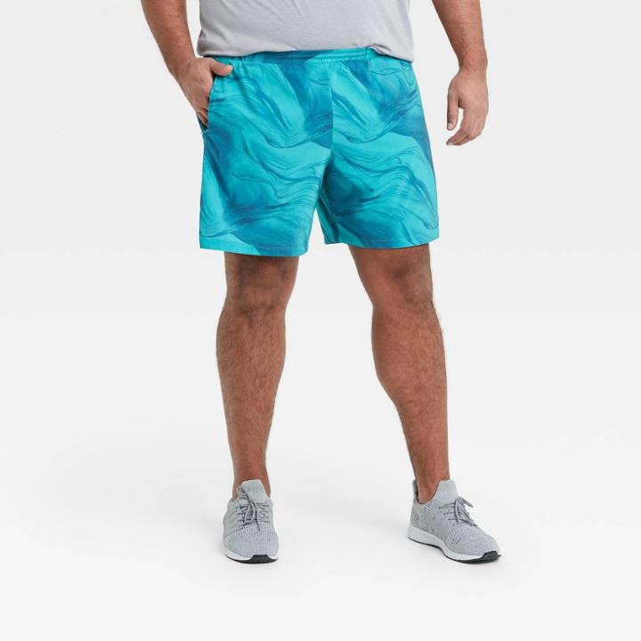 Men's 7 Printed Lined Run Shorts - All In Motion Teal