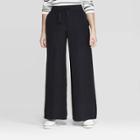 Women's Regular Fit High-rise Wide Leg Linen Pants - A New Day Black