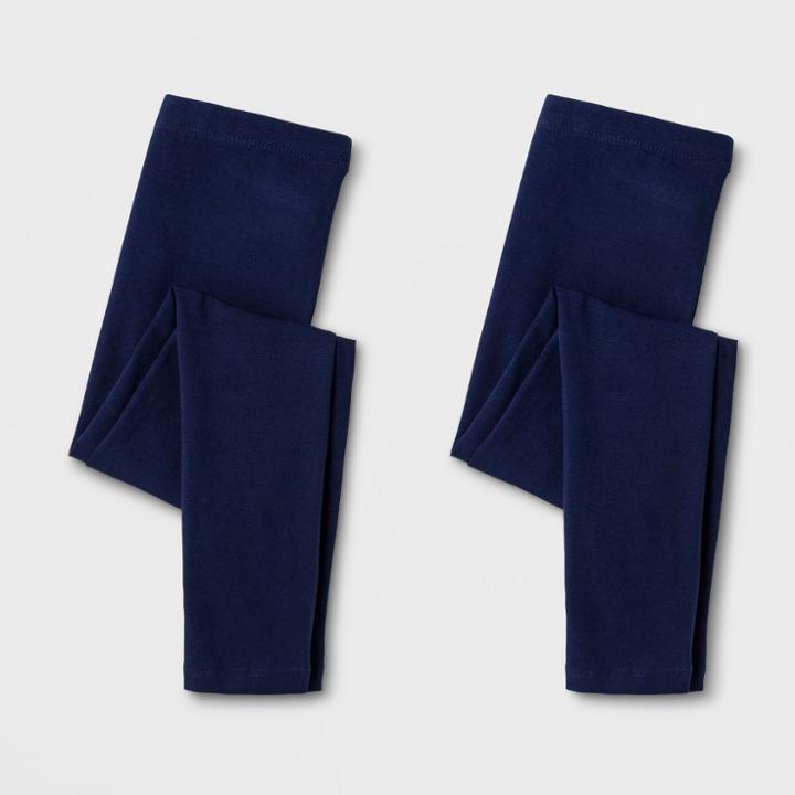 Girls' 2 Pack Leggings - Cat & Jack Navy