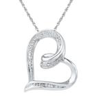 Target 0.030 Ct. T.w. Round/baguette White Diamond Prong/channel Set Heart Pendant In Sterling