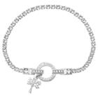Distributed By Target Women's Clear Swarovski Crystal Tennis Bracelet With Family Tree Charm In Silver Plate - Clear/gray (8), Clear