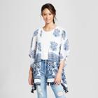 Women's Printed Tassel Kimono - Xhilaration Whitesand/dazzling Blue
