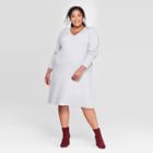 Women's Plus Size Long Sleeve V-neck Sweater Dress - Ava & Viv Light Gray X, Women's