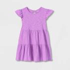 Girls' Wash Knit Tiered Short Sleeve Dress - Cat & Jack Bright Purple