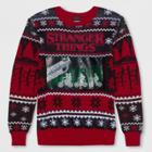 Men's Big & Tall Flip Sequins Stranger Things Christmas Ugly Holiday Sweatshirt - Vintage Black