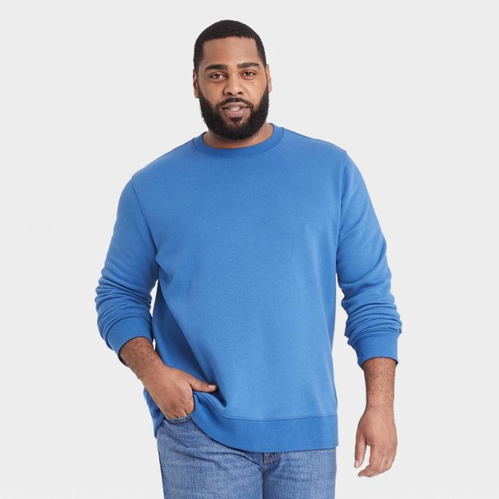 Men's Big & Tall Crewneck Ultra-soft Sweatshirt - Goodfellow & Co Blue